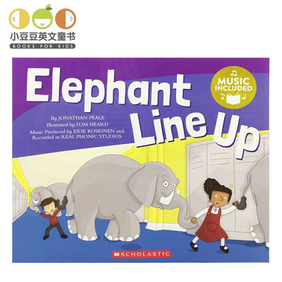 小豆豆英文童书 英文原版绘本 Elephants Line Up大象们排队 大象教你有序排队书+CD 幼儿童原版英语阅读故事书 绘本书女孩 暑假