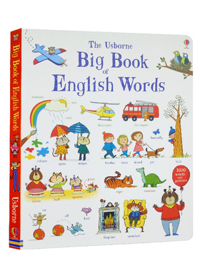 单词启蒙认知 英文原版纸板书 Big Book of English Words 大开本英语单词词汇书 硬纸板书 Usborne 幼儿童英语绘本童书