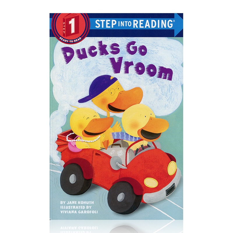 进口英文鸭子呜呜的开车企鹅兰登英语分级绘本第一阶 step into reading一阶Ducks Go Vroom