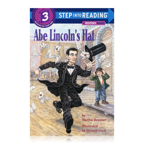 林肯的帽子英文原版 企鹅兰登英语分级绘本 step into reading三阶 Abe Lincoln's Hat原版漫画书英文绘本
