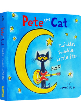 进口英文原版纸板书 皮特猫英文绘本 Pete the Cat: Twinkle, Twinkle, Little Star 幼儿童英语启蒙单词童书 柯林斯出版 3~8岁