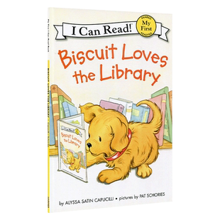 英文绘本Biscuit Loves the Library小饼干狗喜欢图书馆 4-8岁Biscuit英文绘本i can read my first分级读物初阶icanread英语绘本