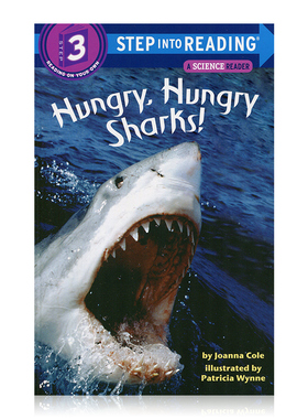 好饿好饿的鲨鱼英文原版 企鹅兰登英语分级绘本第一阶  step into reading 三阶 Hungry Sharks