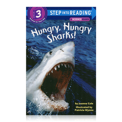 好饿好饿的鲨鱼英文原版 企鹅兰登英语分级绘本第一阶  step into reading 三阶 Hungry Sharks