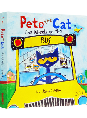 进口英文原版绘本 纸板书Pete the Cat皮特猫英文绘本 Pete the Cat:The Wheels on the Bus 皮特猫：车轮上的巴士3~8岁 幼儿启蒙