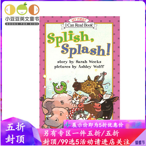 正版儿童英文绘本原版 Splish, Splash! 噼里！啪啦！My First I Can Read分级读物初阶小豆豆英文童书 幼儿英语