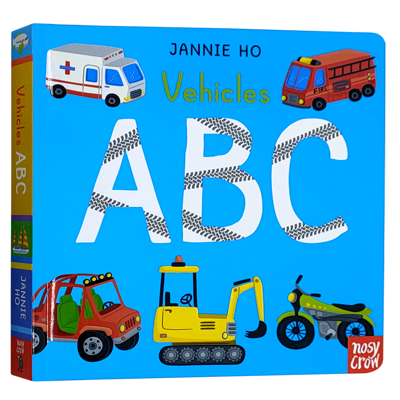 字母启蒙认知英文原版纸板书 Vehicles ABC 通过车辆学字母 儿童英语绘本进口童书 0-3 3-5原版漫画书英文绘本