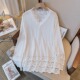女打底衫 2026新款 t恤法式 春季 蕾丝衫 V领正肩长袖 大尺码 0206k