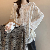 女打底衫 2026新款 t恤法式 春季 提花蕾丝衫 正肩长袖 大尺码 胖0206k