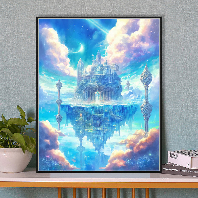 水晶宫殿 数字油画diy手绘填色画唯美治愈系风景手工丙烯装饰挂画