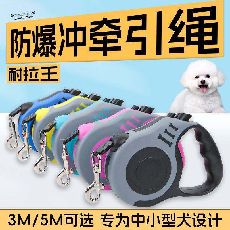 宠物牵引绳自动伸缩遛狗绳中小型犬狗链子胸背带项圈泰迪柯基博美