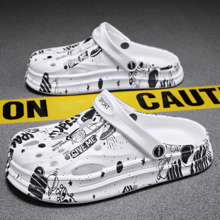 夏天洞洞鞋男外穿运动包头凉鞋夏款青少年大童海边沙滩包脚拖鞋女