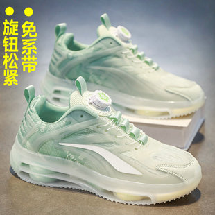 旋轉(zhuǎn)扣男孩初中生跑步鞋 春夏透氣網(wǎng)面免系帶青少年運(yùn)動(dòng)鞋 大童男鞋