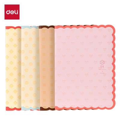 得力觅旅甜言笔记本本子加厚B5记事本2026年新款高颜值香味曲奇手账本可平摊软抄缝线本大学生考研横线日记本