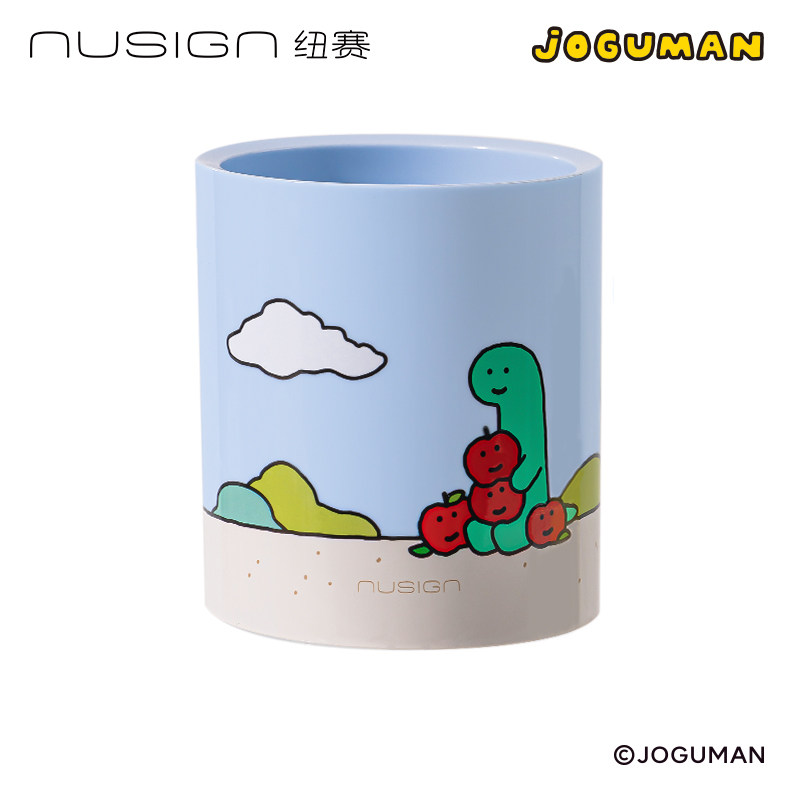 得力纽赛乔古漫联名笔筒学生桌面大容量卡通高颜值可爱简约圆形笔筒办