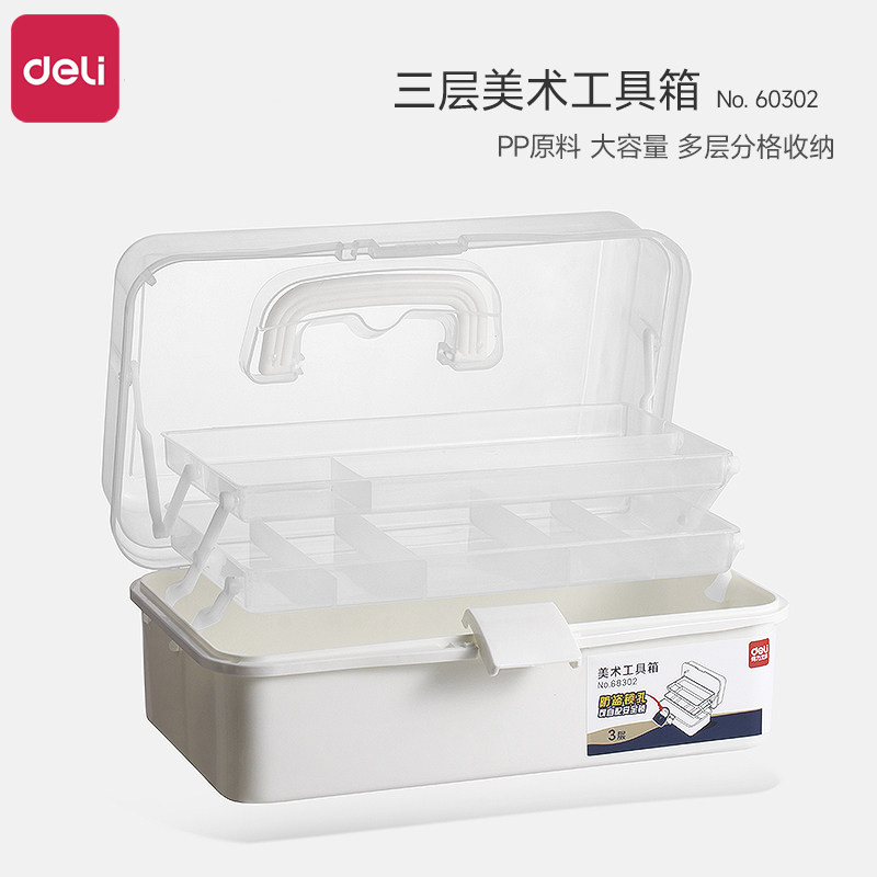 得力美术工具箱画画美甲师专用多功能画箱文具小学生收纳工具箱子收纳美术多功能工具箱手提式家用大号工业级图片