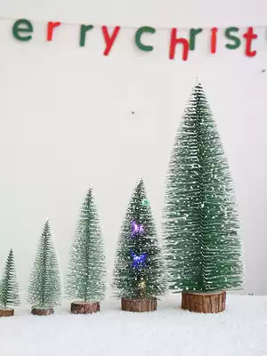 Small pine needle Christmas tree ornaments snow desktop small tree indoor scene ornaments props supplies luminous decorations