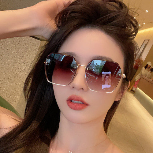 墨镜女款大框无框可配近视带度数