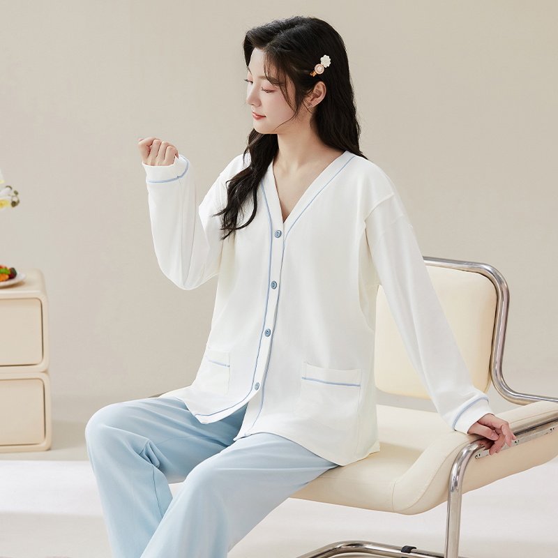 月子中心纯棉月子服春秋冬季厚款产前产后哺乳喂奶衣孕妇睡衣全棉
