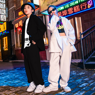 男女童帥氣西服嘻哈hiphop演出服爵士舞走秀舞臺服 兒童街舞服套裝