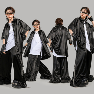 儿童街舞服装酷帅流苏衬衫男女童breaking伦巴舞台现代舞表演出服