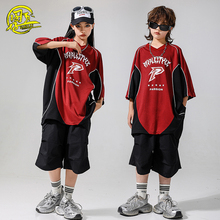 街舞儿童嘻哈套装男女童宽松T恤hiphop齐舞团体演出服少儿练功服