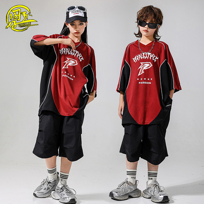 儿童宽松T恤街舞齐舞团体演出服