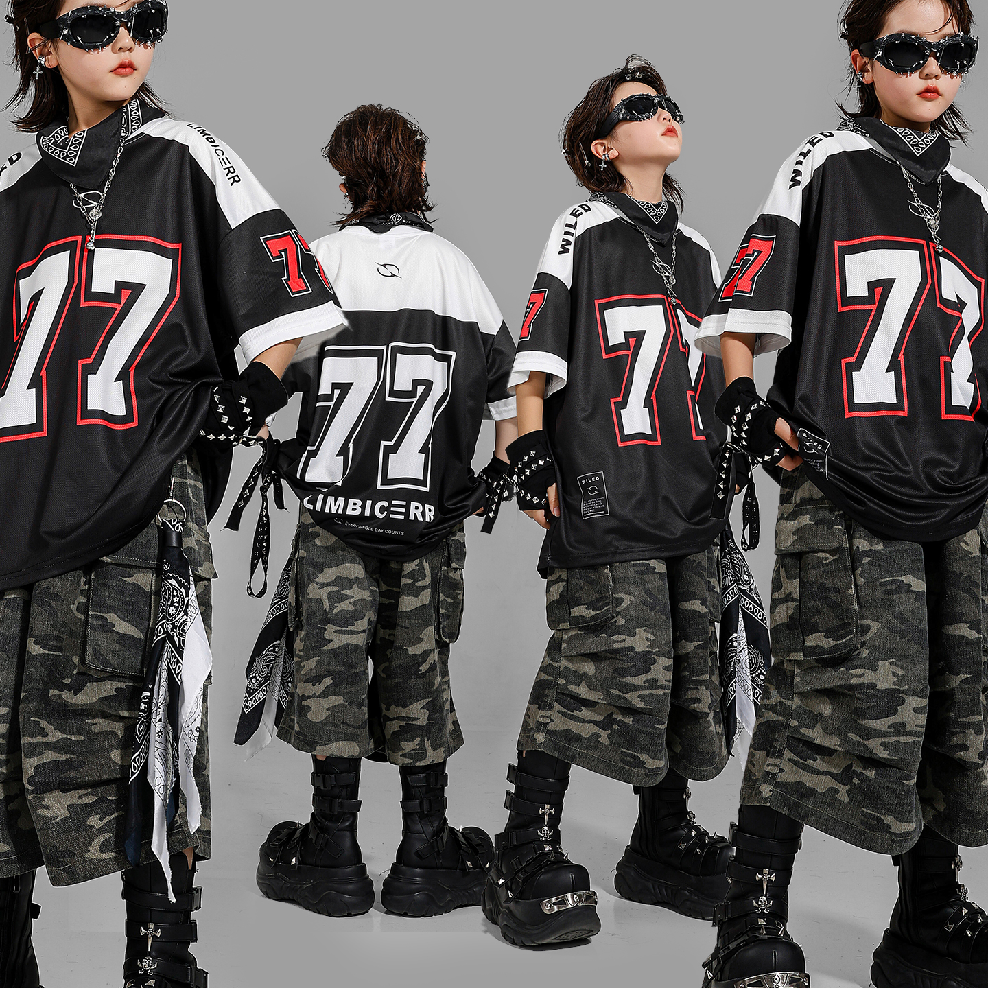 儿童美式T恤嘻哈hiphop街舞潮服