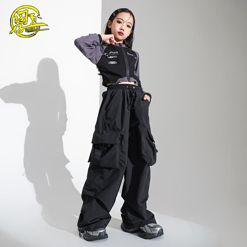 女童露脐上衣爵士舞练功服演出服