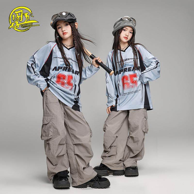 儿童街舞服韩系男女童嘻哈hiphop长袖T恤工装裤套装爵士舞演出服,童装/婴儿装/亲子装,儿童演出服,淘宝优惠券,粉丝福利购,淘宝优惠卷
