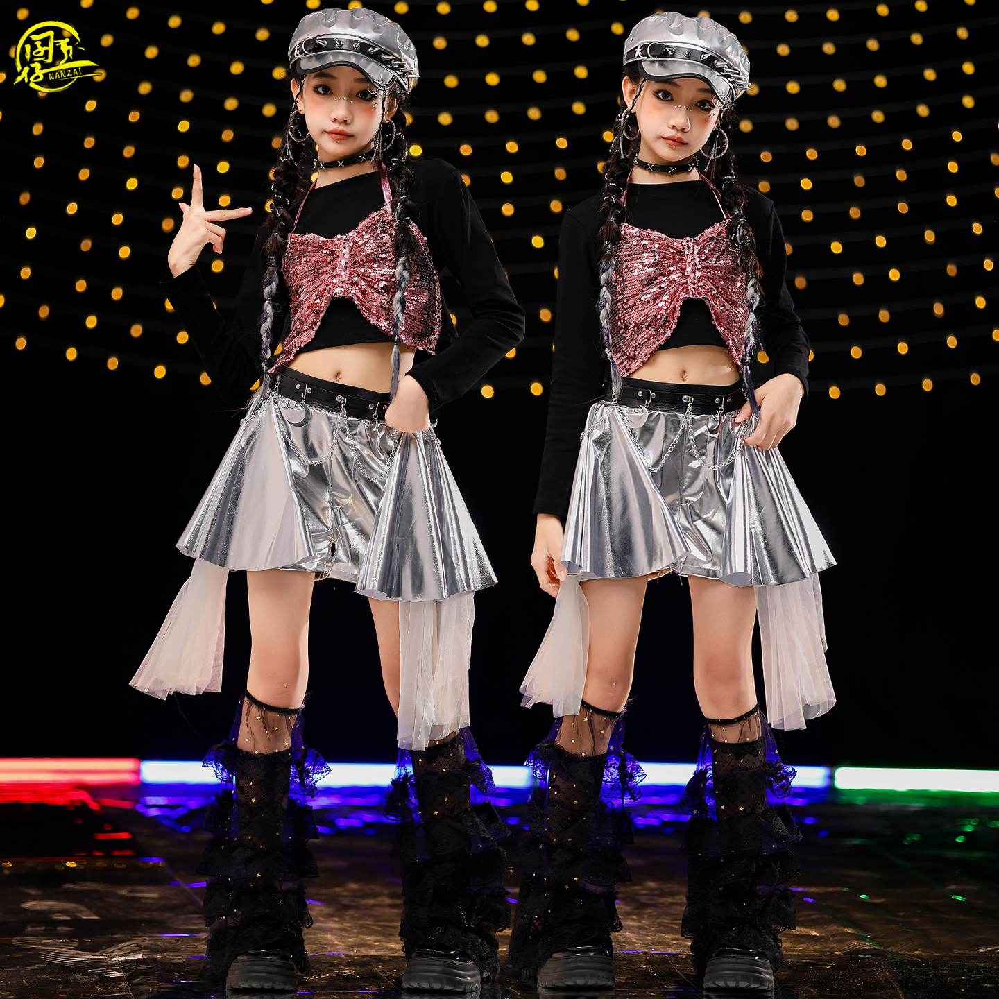 女童洋气jazz爵士舞韩舞表演出服