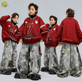 儿童街舞服男女童潮牌美式 卫衣迷彩裤 嘻哈hiphop架子鼓舞蹈演出服