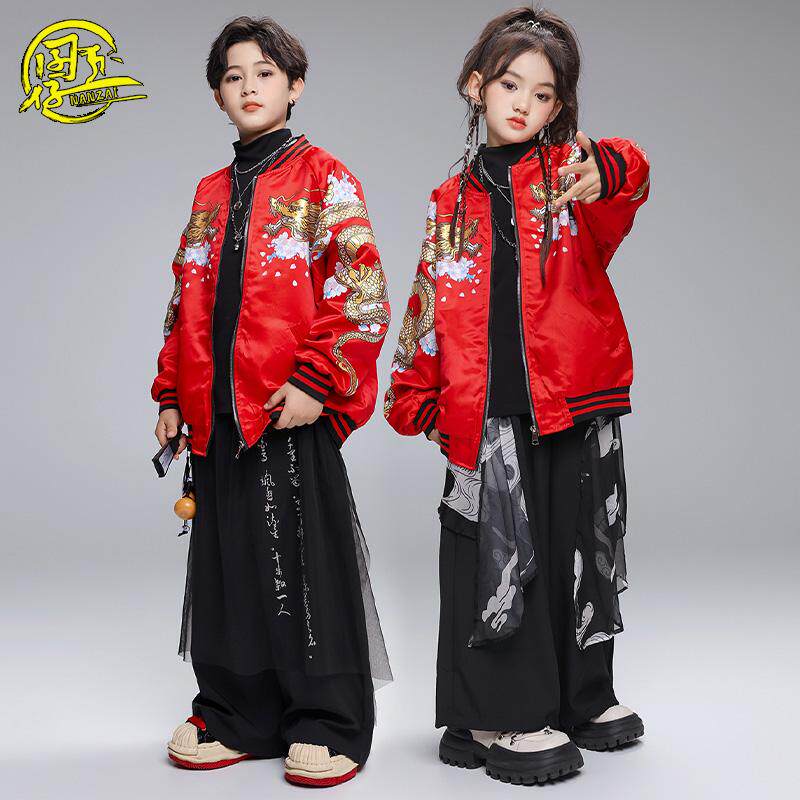 儿童街舞服中国风夹克演出服套装