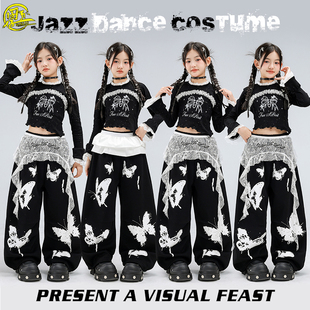 女童爵士舞服装女孩子甜酷露脐上衣jazz练功服韩舞街舞走秀演出服
