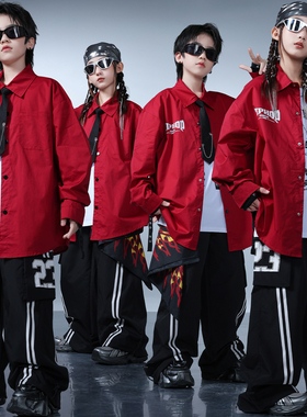 儿童嘻哈街舞潮服男女孩酷帅衬衫breaking演出服架子鼓舞蹈练功服