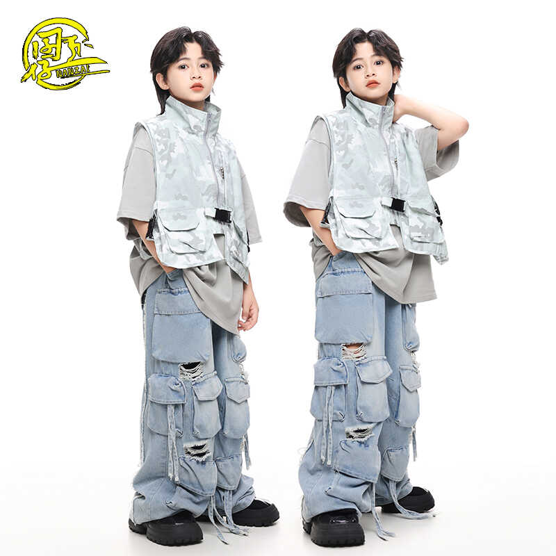 儿童街舞服迷彩炸街架子鼓表演服