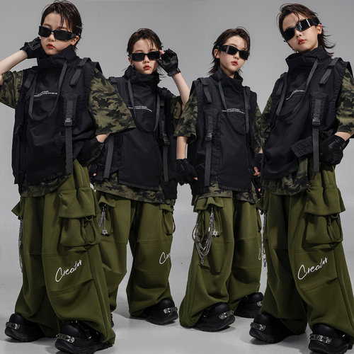 儿童潮酷街舞服嘻哈团体舞演出服