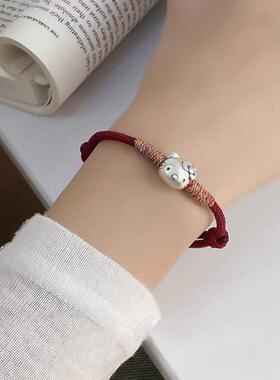 小红书hellokitty纯银手链手工编织手绳红绳本命年99足银福袋算盘