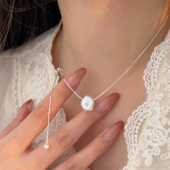 通体925纯银巴洛克施家珍珠项链女极简风小众设计锁骨链蛇骨链ins