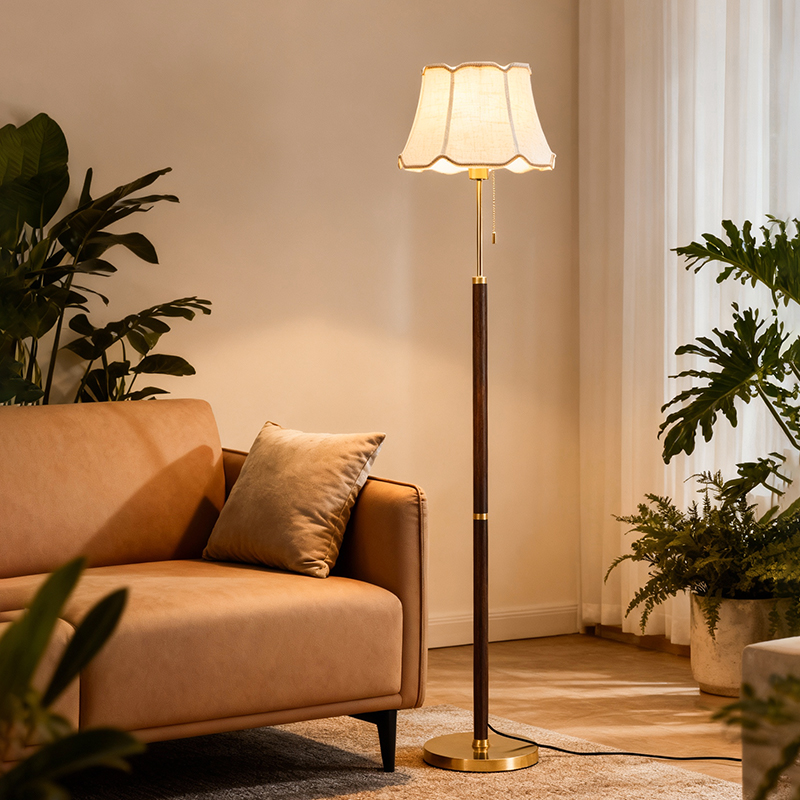 设计感客厅沙发旁边中古落地灯