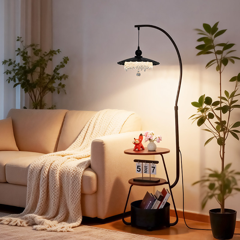 客厅沙发边水滴氛围落地灯现代艺术装饰中古风卧室床头柜台灯一体,家装灯饰光源,置物功能落地灯,淘宝优惠券,粉丝福利购,淘宝优惠卷