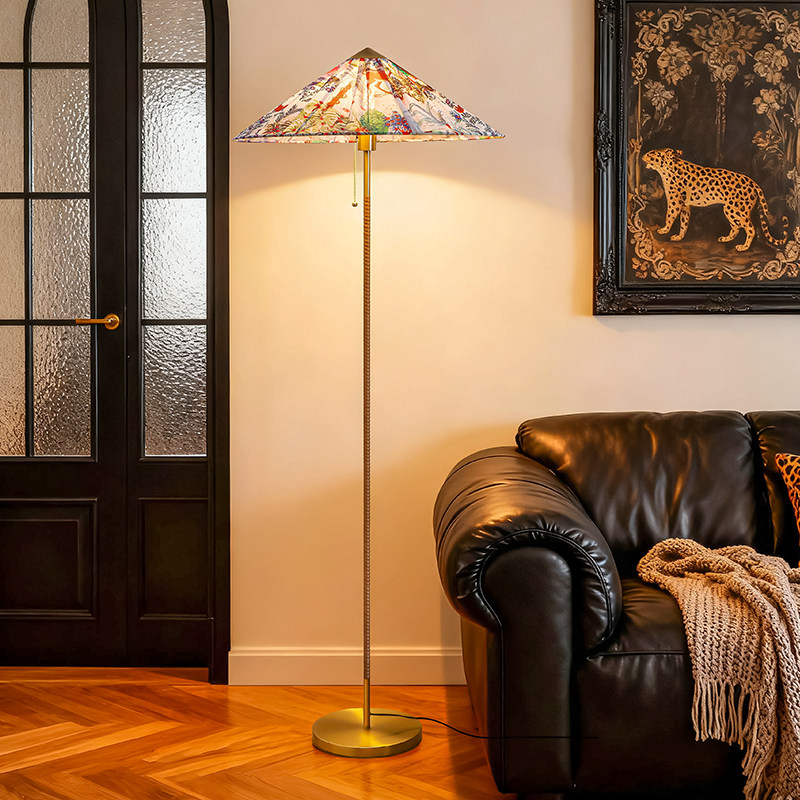 丹麦斗笠落地灯客厅沙发边装饰南洋复古侘寂风设计师氛围卧室台灯