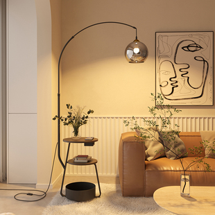 意式极简轻奢钓鱼落地灯客厅沙发边高级感置物氛围卧室床头柜台灯