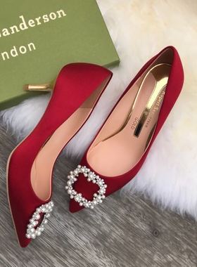 特价正品Rupert Sanderson鲁伯特·桑德森高跟尖头浅口单鞋