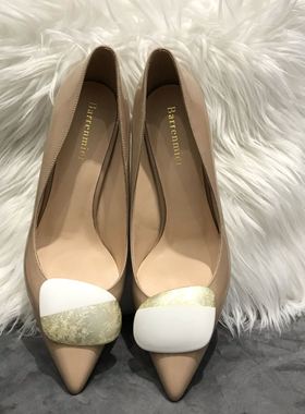 Barrenmier&rupert Sanderson春款女鞋细跟高跟裸色鸳鸯扣春单鞋