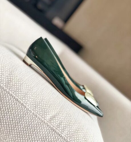 新款定制Rupert Sanderson银箔跟银箔扣低跟尖头款单鞋女鞋