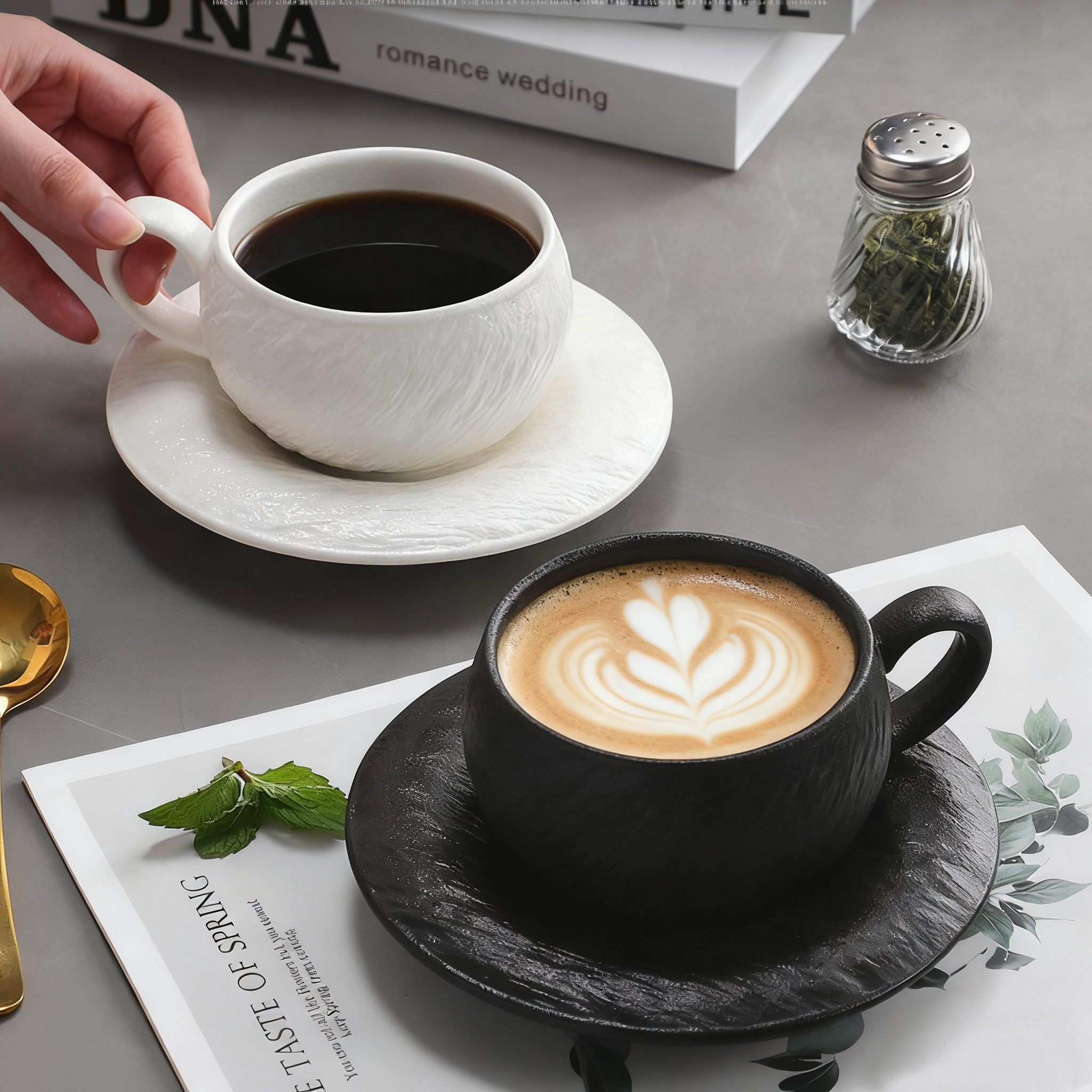 陶瓷咖啡杯高级感轻奢高颜值杯子