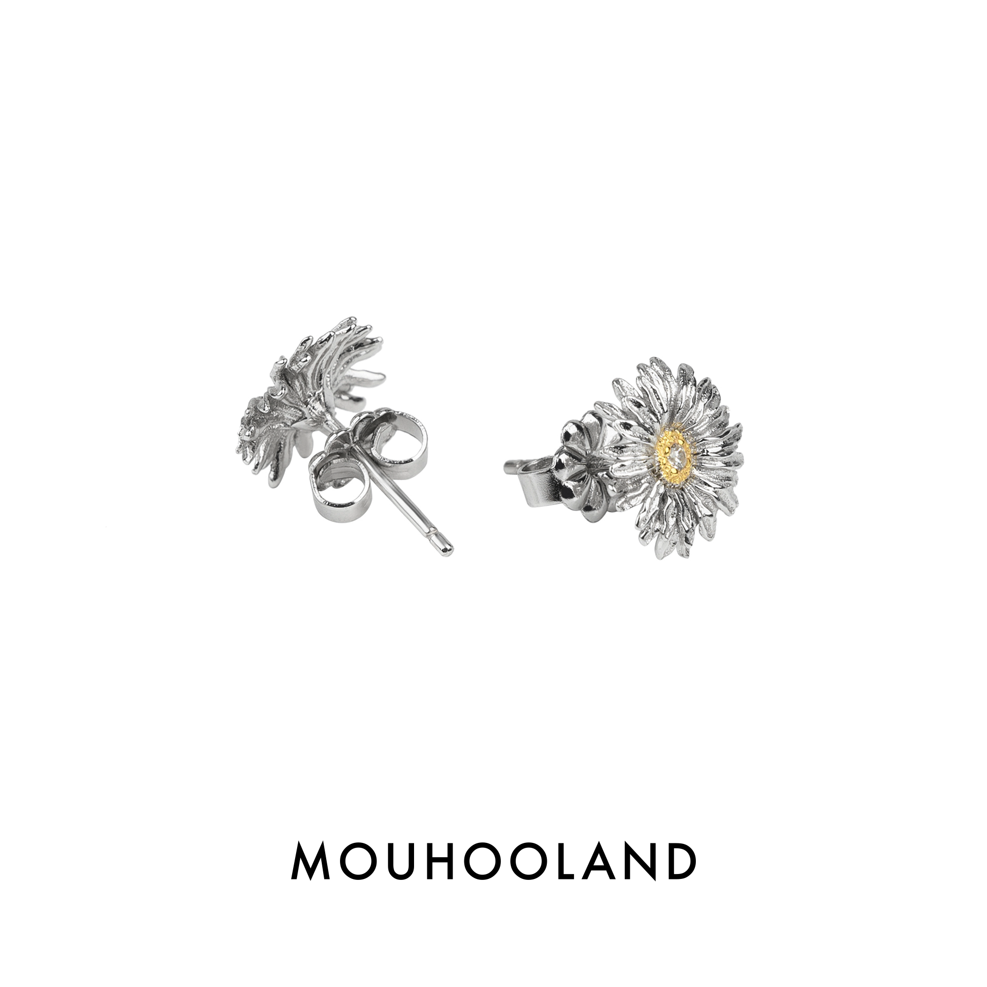 Mouhooland/暮后之地雏菊系列雏菊花朵耳钉925银针耳饰原创设计图片