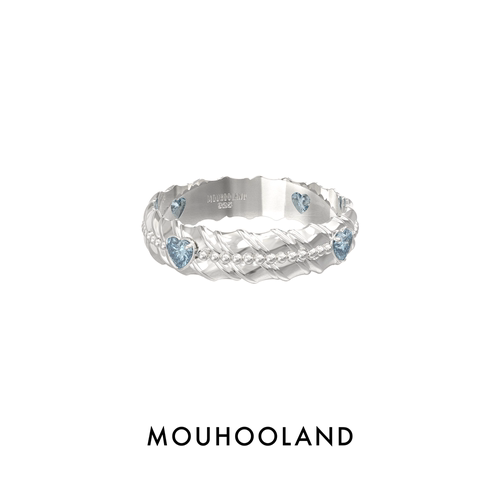 Mouhooland/暮后之地海漾之心戒指925银指环情侣款对戒小众设计
