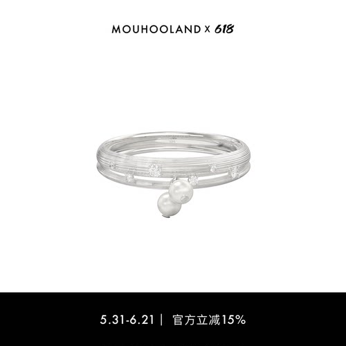 Mouhooland/暮后之地珍珠雨滴拉丝细戒指925银手工拉丝食指戒